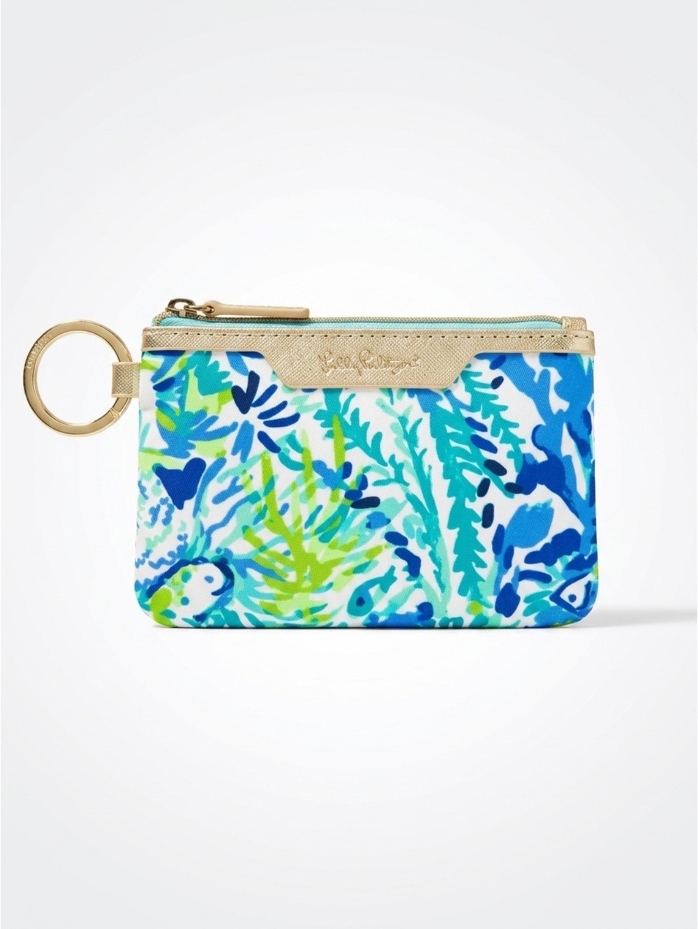 Lilly Pulitzer ID holder wallet in Cabana Cocktail print gold-tone key ring